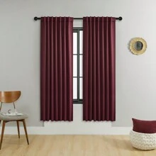 1 buah atau 2 buah Tirai Jendela/Saku Batang dengan Gesper yang Dapat Disesuaikan dan Berbagai Ukuran, Tirai Penghalang Cahaya Hemat Energi Warna Polos untuk Ruang Tamu, Kantor, Dapur, Kamar Tidur - Burgundy - View 23