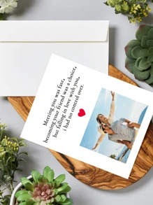 1pc Personalized Picture Card-6Styles,,Customized Photo &Text Greeting Card ,Romantic Love Card, Valentine's Day Card,Birthday Greeting Gift Card,Perfect For Valentine's Day, Anniversaries, Birthdays - Ideal Gift For Loved Ones - Multicolor - View 4