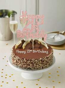 1pc Rose Gold Happy 18th/21st/30th/40th/50th/60th/70th/80th Birthday Cake Topper, Suitable For Birthday Party Anniversary Cake Decor