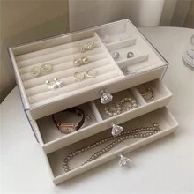 3/5-Layer Jewelry Organizer Box With Drawers - Tabletop Rectangle Plastic Jewelry Storage For Chains, Necklaces, Bracelets, Earrings - Multipurpose - Elegant And Practical Jewelry Storage For Home