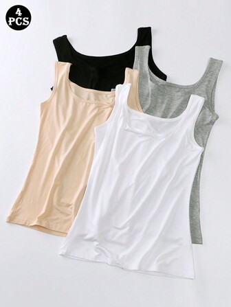 4 ชิ้น เสื้อกล้ามหญิงสีพื้น แบบอเนกประสงค์