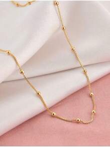 925 Silver Plated Ball Necklace + 18K Gold Plated 925 Silver Plated Heart Necklace - Vàng - Xem 5