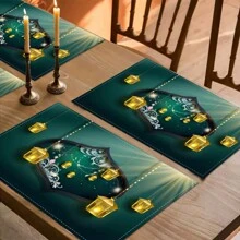 4pcs/Set Printed Linen Placemats, Woven Linen Rectangular Tablemats For Dining, Kitchen - Non-Slip And Heat-Resistant Placemats For Coffee Table, Dining Table Decor