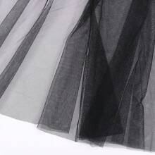 1pc Women Sheer Mesh Net Shawl, Transparent Hooded Cloak, Role Play Costume, Thin Chiffon Cape, Bridal Wedding Shoulder Wrap