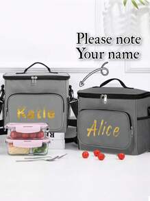 1pc Customized Crossbody Lunch Bag Large Capacity Customized In 4 Fonts Custom Name Pattern Waterproof Cooler Handbags For Men Student Thermal Lunch Bags With Side Pockets Crossbody Bag Shoulder Bag Initials A To Z Letter Bear Pattern Portable Canvas Food Tote Bag Organizer Food Bag School Women Shoulder Insulated Lunch Bag Picnic Bag Fridge Bag Insulating Lunch Box Bag For Office For Work ﻿
