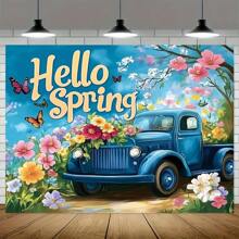 Butterfly Birthday Background, Spring Hello Easter & Spring Decoration Banner, Polyester, Suitable For Party Decor And Photography Props, Birthday Party Decoration
