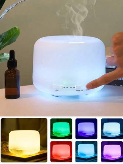 1pc 500ml Essential Oil Aroma Diffuser, USB Powered 7-Color Humidifier, Quiet Colorful LED Light, Timer Ultrasonic Mist Large Capacity