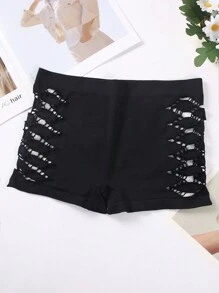 Set de 4 piezas de pantis lisos y sin costuras para mujer, ropa interior cómoda y transpirable con cintura geométrica de malla hueca