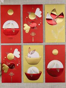 Elegant Traditional Chinese Style Lucky Red Envelopes With Embroidered & Gilded Auspicious Patterns - Multicolor - View 5