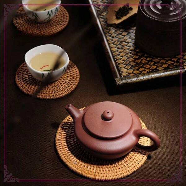1pc Small / 1pc Medium / 1pc Large / 1pc X-Large / 1pc XX-Large New Rattan Woven Coasters & Trivets, Heat Resistant Mats For Teapot, Tea Accessories, Cute Decor For Office Desk, Kitchen, Home, Valentine's Day Gift For Friends & Family