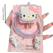 Sanrio Conjunto de 2 en 1 de protector de cable y cargador de Sanrio Hello Kitty - Diseño de alta calidad sin batería, compatible con adaptador de cargador de 12-16 de 20W