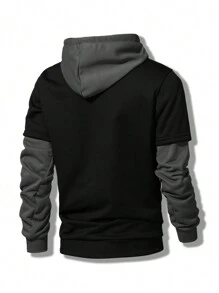Customized Hoodie, Boyfriend Style Casual Loose Men's Hoodies, Personalized Text/Logo/Print Design Hoodie - Add Your Own Text, Logo, Design, Boyfriend Gift, Boyfriend Style Customized Gift, Birthday Customized Gift, Holiday Customized Gift - Black - View 7