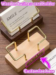 Customized Personalized Business Card Holder, Wooden Card Holder, Card Storage Box, Front Desk Business Card Display Rack, Creative Desktop Card Clip Back To School