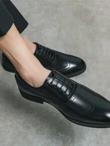 ZCZ Men's Pointed Toe Leather Dress Shoes, Business Formal Banquet Oxford Shoes, British Style - Black - View 3