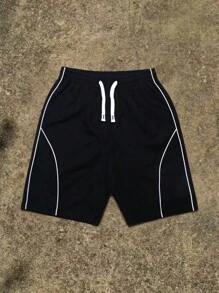 Yemwry Bermuda casual da uomo, tinta unita e con motivi a righe, adatti per la spiaggia