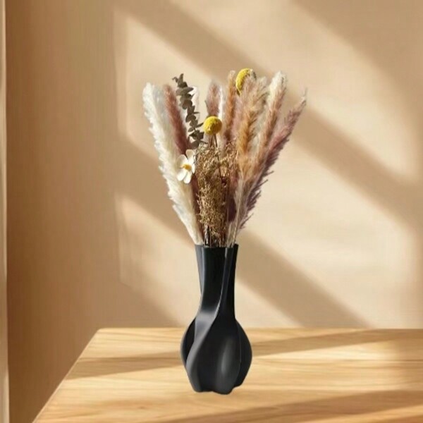 Elegant Bohemian Black Plastic Vase - Ideal For Farmhouse Decor, Tabletop, Bookshelf, Wedding And Party Decoration Home Decor Room Decor Flower Vase Glass Vase