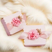 6pcs/12pcs/24pcs Elegant Pink Wedding Favor Box | Square Candy Box | Gift Packaging For Weddings | Bridal Shower Treat Boxes | Beautiful Foldable Design,Wedding Decor,Home Decor ,Room Decor Party Favors Bride Gifts Birthday Graduation Birthday Decorations Party Decorations Gift Bags Christmas Decorations Christmas