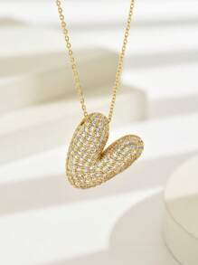 1 件奢华流行款 Hailey Style A-Z 全锆石铜合金吊坠项链，时尚 14k 镀金链，珠宝礼物 - 項鍊 - 查看 23