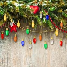 23/49 件彩色圣诞派对装饰品、圣诞树装饰品、完美的 DIY 悬挂装饰，适合节日派对装饰（多色灯泡，0.71 英寸）