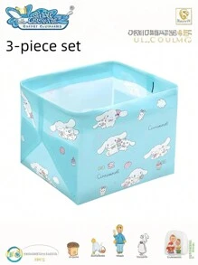 Sanrio 3pcs Sanrio Pom Pom Purin, Hello Kitty & Friends Folding Storage Box Set - Adorable Fabric Storage Boxes, Suitable For Socks, Clothes, Stationery, Mixed Colors Kuromi And My Melody Designs - Ideal For Home And Office, Sock Drawer Organizer, Perfect Gift For Moms And Wives