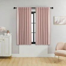 Bộ 1 hoặc 2 tấm rèm cửa có thể điều chỉnh kích thước, rèm che nắng dạng túi thanh cho phòng khách, văn phòng, phòng ngủ, rèm cách nhiệt màu trơn tiết kiệm năng lượng - Hồng - Xem 28