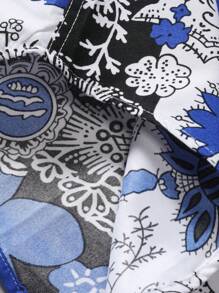 Men's Spring/Summer Geometric Print Short Sleeve Casual Shirt - Grey - View 5