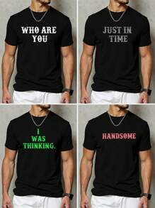 Customizable Text Spring/Summer Men's T-Shirt, Enter Your Text/Blessing/Funny Quote, Personalized Text Customization, Black Short Sleeve T-Shirt, Holiday Gift, Anniversary Gift, Company Team Building Uniform, Men's Short Sleeve T-Shirt Tops, Music Festival Outfit, Gift For Him, Men's Short Sleeve, Party Outfit, Summer Men's Tops,Men,Easy Comfort,Casual Wear SS