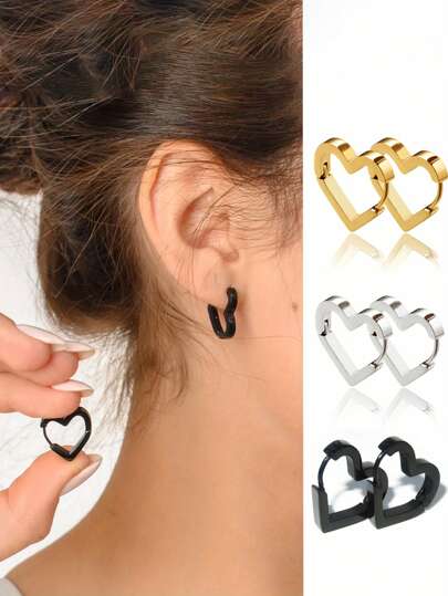 2 Pieces/1 Piece Of Stylish Stainless Steel Earrings, Comfortable To Wear, Hypoallergenic