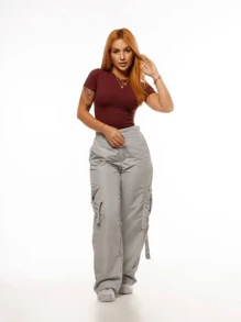 Cropped Gym Everyday Cloe Women's Gym Blouse With Suplex Sleeves, Colors Of The Moment - 酒紅色 - 查看 3