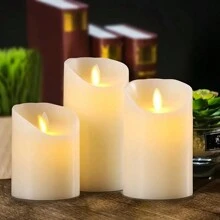3pcs, LED Flashing Rocking Head Candle Light, LED Simulated Flameless Candle Light, Suitable For Birthday Wedding Party, Outdoor, Home Decoration