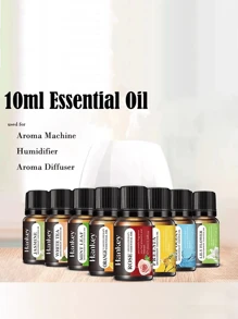 1瓶10毫升水溶性香薰精油补充装，包含薰衣草、百合、香草、玫瑰等10余种香型，有助于放松睡眠、清新空气，适用于加湿器，情人节、婚礼用品。