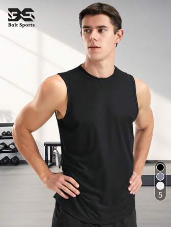 Men's Sports Tank Top Lightweight Casual T-Shirt, Suitable For Fitness & Running