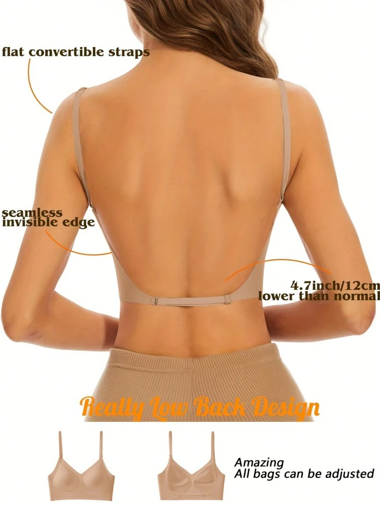 1 pezzo Reggiseno estivo da donna convertibile in 3 modi con schiena scoperta e invisibile - Caffè Marrone - Visualizzare 1