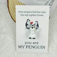 Jesteś moim pingwinem, kieszonkowy uścisk z kartą zachęty - zawiera trójwymiarowego pingwina z żywicy, słodka mała kartka dla Twojego partnera na Walentynki, serdeczny mini prezent, wyjątkowy prezent urodzinowy/rocznicę ślubu, mini kartka z pozdrowieniami, prezent dla przyjaciół, na Dzień Matki, Dzień Ojca, aby wyrazić "Tęsknię za Tobą", prezent z pozytywną energią dla małych firm, dla Twojego chłopaka/dziewczyny, Twojej ukochanej osoby