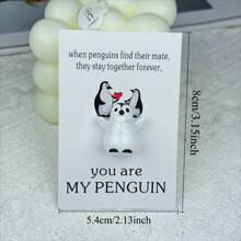 Jesteś moim pingwinem, kieszonkowy uścisk z kartą zachęty - zawiera trójwymiarowego pingwina z żywicy, słodka mała kartka dla Twojego partnera na Walentynki, serdeczny mini prezent, wyjątkowy prezent urodzinowy/rocznicę ślubu, mini kartka z pozdrowieniami, prezent dla przyjaciół, na Dzień Matki, Dzień Ojca, aby wyrazić "Tęsknię za Tobą", prezent z pozytywną energią dla małych firm, dla Twojego chłopaka/dziewczyny, Twojej ukochanej osoby