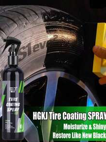 HGKJ-S22 Car Tire Shine Coating Spray, Tyre Plastic Rubber Wheel Restorer Agent Spray, Polishing Brightener Auto Car Detailing,Providing Protection & Long,Tire Shine Spray Glossy, Black Tyre Polish Dressing Coating Magic Brightener, Long-Lasting, UV Proection, ALL-IN-ONE Tyre Refurbish Agent