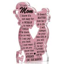 Mom Gifts From Daughter Christmas Gift For Mom, Mom Birthday Ideas Gift Cool Mother's Day Gifts From Daughter Best Mom Ever Gifts New Mom Single Mom Christmas Acrylic Plaque Sign Graduation - Pink - View 7