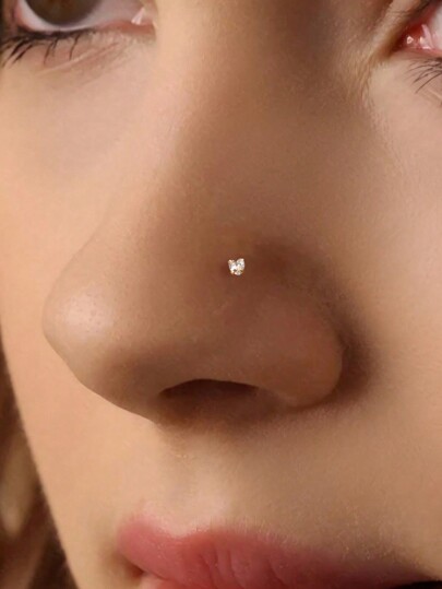 2pcs S925 Sterling Silver Gold Plated Nose Stud, Simple Low Allergy, Neutral Mini Piercing Jewelry, Suitable For Men And Women Daily Wear