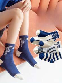 5 Paar Kindersocken für Jungen & Mädchen, Schul-/Sport Socken bis zur Mitte des Waden, geeignet für alle Jahreszeiten, Größe 3-5, 6-8, 8-12 Jahre - Verschiedenfarbig - Übersicht 10