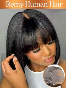 Bob Wig Human Hair 4x4 Lace Closure Wigs Human Hair Straight Glueless Bob Lace Frontal Wig Human Hair Pre Plucked With Baby Hair 150% Density Short Bob Wigs For Women Natural Black - Natural Black - View 1