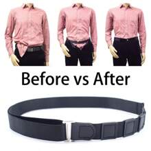 Cinturón negro para camisa para hombres y mujeres, mantiene la camisa se doblada en elástico ajustable, antideslizante, a prueba de arrugas, soporte para camisa, cinturón de bloqueo 9O2M - Estilo C de 2,5 cm - Ver 8