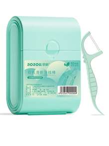 52 piezas Conjunto de palillos dentales y hilo dental de doble línea con aroma a menta en caja de doble capa, caja de almacenamiento desechable para hilo dental y palillos dentales - Multicolor - Ver 12