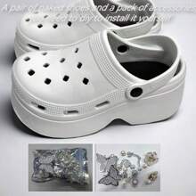 2025 新款女士厚底木屐，春夏季时尚花园派对鞋，可爱卡通 EVA 沙滩凉鞋，适合户外穿着，四季皆宜 - 白色 - 查看 4