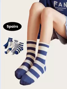 5 Paar Kindersocken für Jungen & Mädchen, Schul-/Sport Socken bis zur Mitte des Waden, geeignet für alle Jahreszeiten, Größe 3-5, 6-8, 8-12 Jahre - Verschiedenfarbig - Übersicht 8