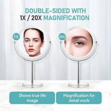 20X Magnifying Makeup Mirror,Double Sided 1X & 20X Magnifying Mirror With Stand,Tabletop Magnified Vanity Mirror With 360°Rotation For Bathroom Or Bedroom 7.8 Inch - 8吋 - 查看 2