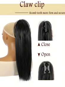 16 Inch Short Straight Natural Dark Brown Ponytail Extensions, Synthetic Clip-In Ponytail Hair Extensions For Women - Multicolor - View 3