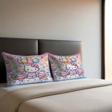 Sanrio Pacote com 2 capas de almofada Hello Kitty - Tecido macio e felpudo, fecho de zíper, desenho animado, para decoração de quarto e sofá, 50 x 30 cm (sem enchimentos), Sanrio, estilo moderno