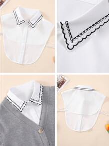 1 件刺绣饰边可拆卸衣领，女士百搭假衣领，优雅衬衫领插入物，适合秋冬季 - 白色 - 查看 7