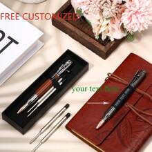 免费个性化定制栓动笔子弹笔带礼盒战术笔圆珠笔固体笔适合枪支爱好者带黑色墨水笔芯适合爸爸丈夫男朋友老师圣诞节情人节礼物返校