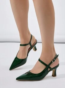 Sexy Green High Heels Pointed Toe Fashion Stiletto Backstrap Sandals - Green - View 3